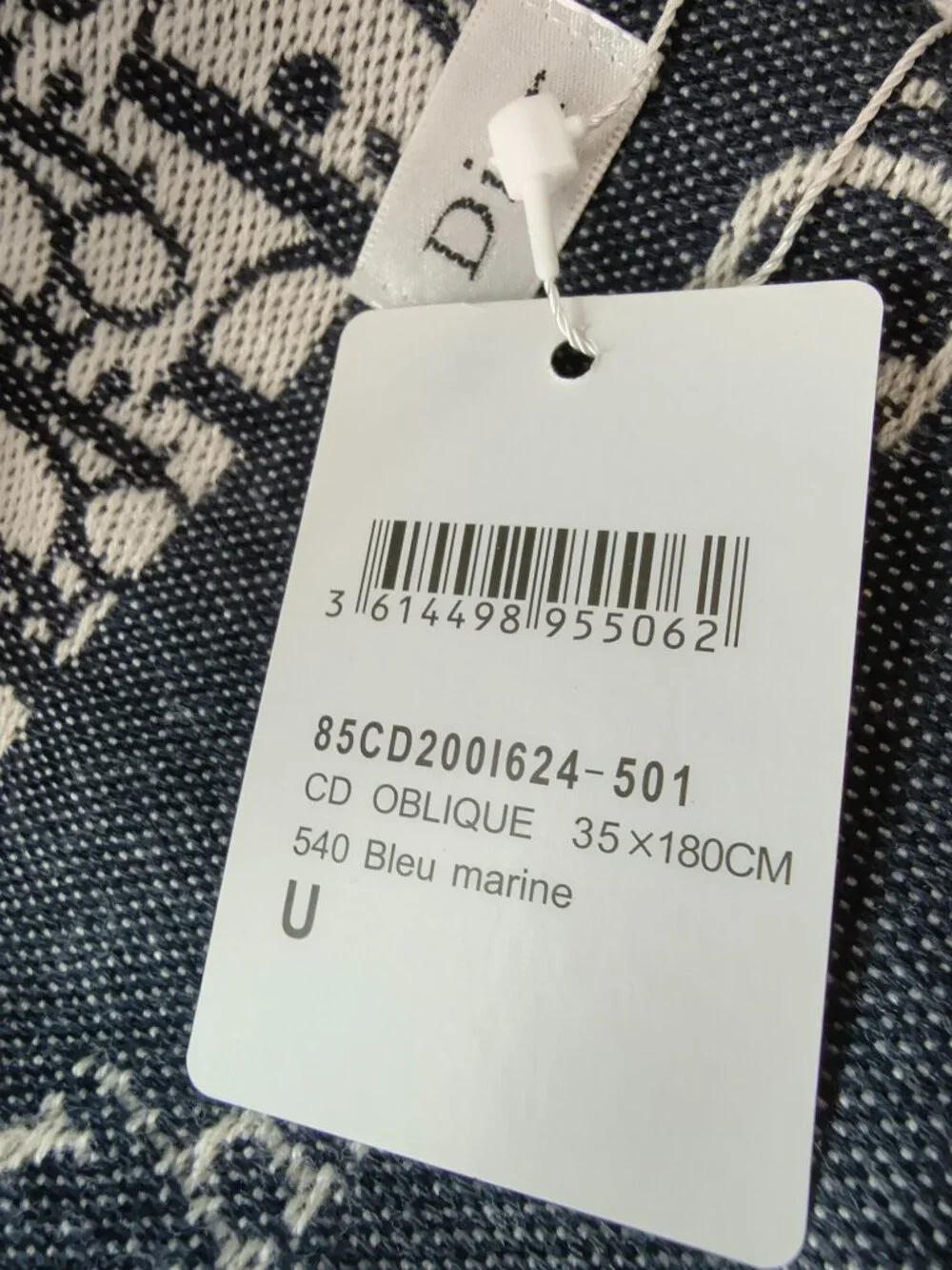 NWT Christian Dior Oblique Scarf Bleu Marine 100% Wool